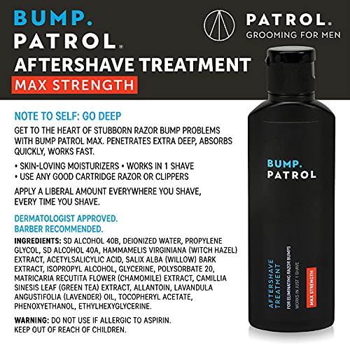 Bump Patrol Maximum Strength Aftershave Formula - After Shave Solution Eliminates Razor Bumps and Ingrown Hairs - 4 Ounces