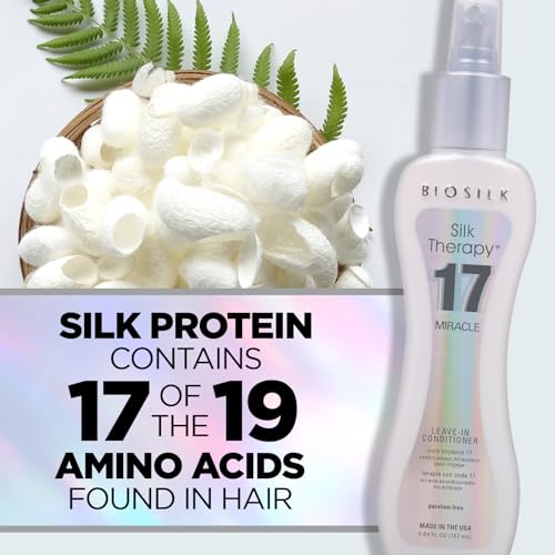 BioSilk Silk Therapy Miracle 17 Leave-In Conditioner, Reconstructs & Repairs Dry & Damaged Hair, Sulfate, Paraben, & Cruelty-Free, 5.64 Oz