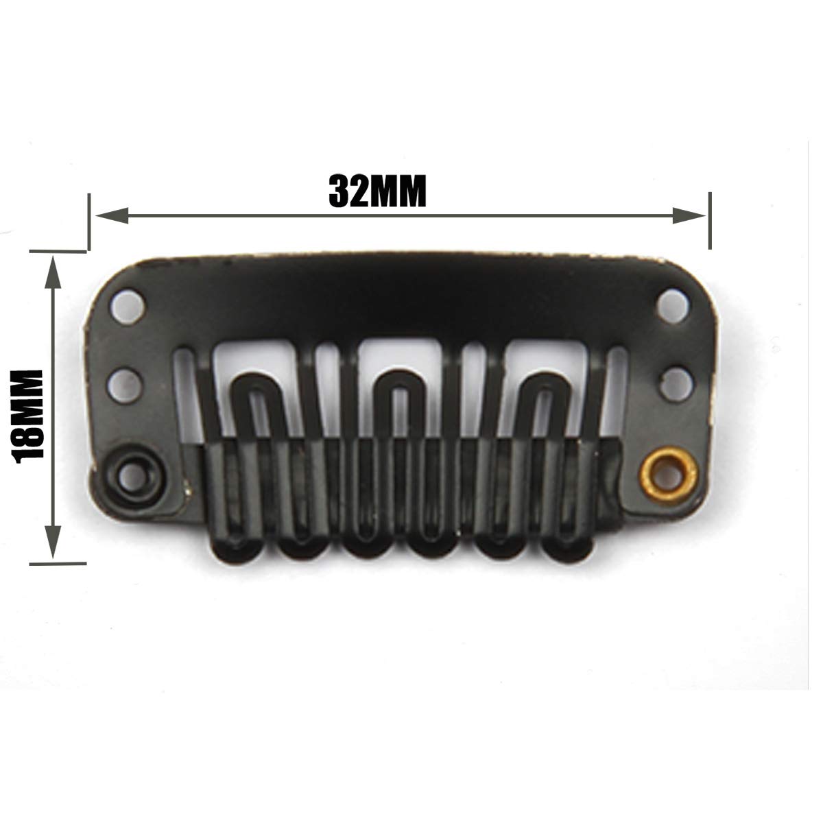 YUXIANG 20pcs U Shape Snap Clips for Hair Extensions Hair Weave Weft Metallic Wig Clips With Silicon Rubber DIY Clip ins 3.2cm Width 1.2g/pc Black Color (Black -20pcs)