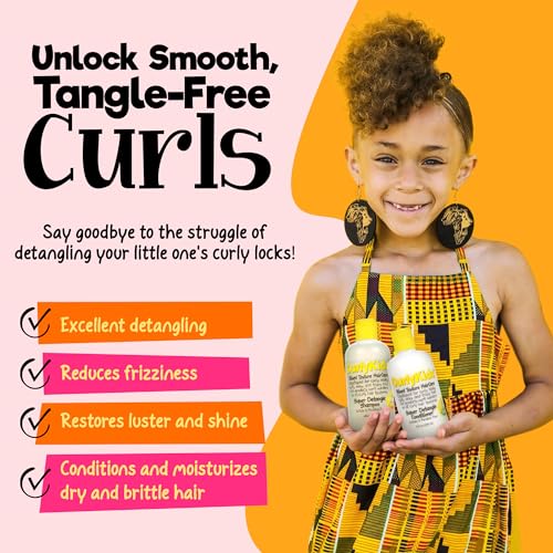 CurlyKids Super Detangle Kids Shampoo & Conditioner Set, Frizz-Free Care for Curly, Kinky, Wavy, and Frizzy Hair - Sulfate & Paraben-Free Hair Care