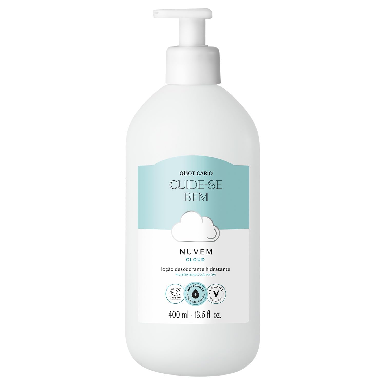 O Boticário Cuide-se Bem Cloud Moisturizing Body Lotion, Soft, Hydrated Skin with Pure and Delicate Fragrance, 13.5 Ounce (400ml)