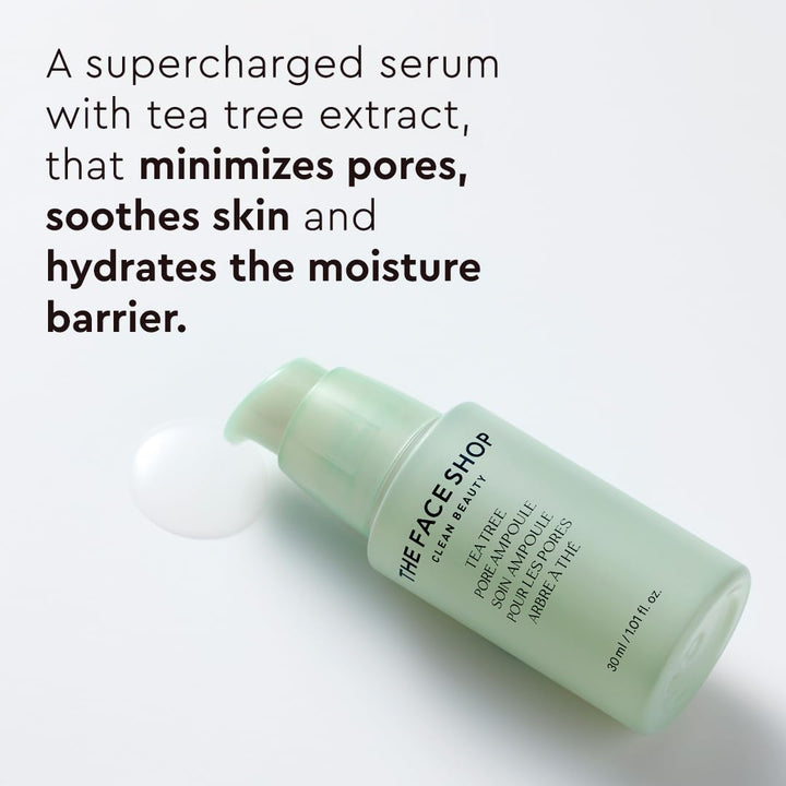 The Face Shop Tea Tree Pore Ampoule - Soothes & Moisturizes Skin, Exfoliating, Hydrating Face Serum, Minimizes Pores - AHA, BHA, PHA, Hyaluronic Acid, Panthenol - Korean Skin Care Moisturizer