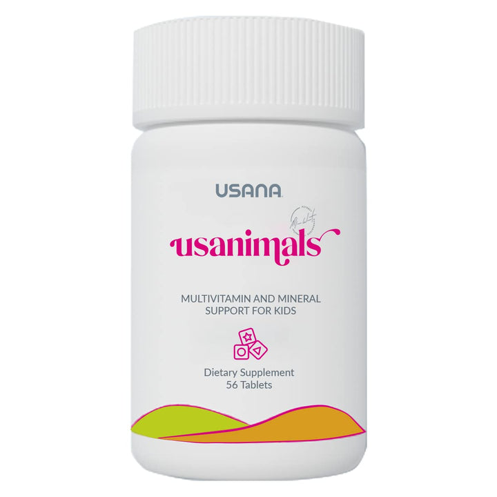 USANA Usanimals Multivitamin for Kids - Daily Chewable Tablets with Vitamins A, C, D, E, B6, B12, Zinc, Iron - Supports Immune, Bone & Brain Health - Essential Nutrients for Ages 2-12 - 56 Tablets
