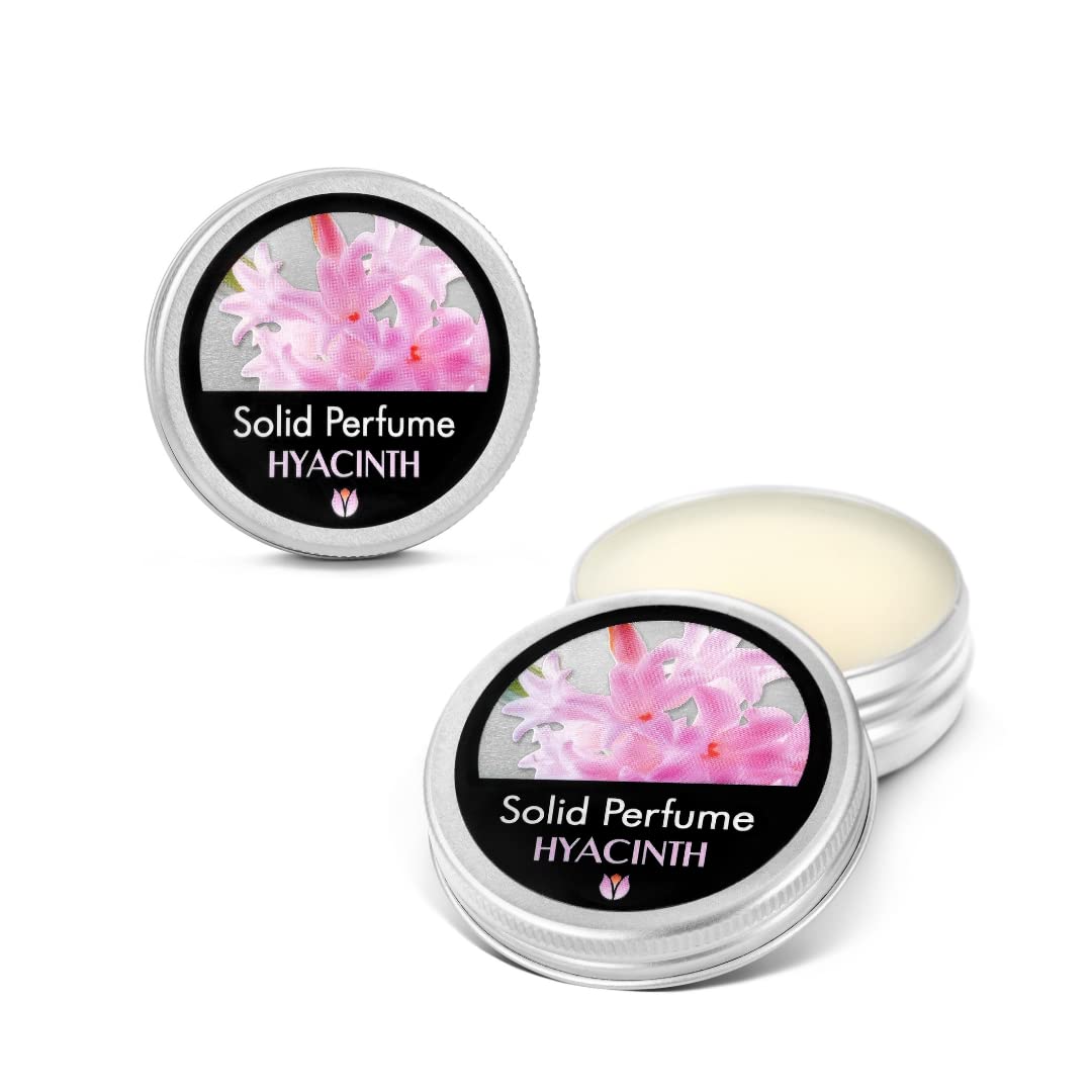 FLOWERLAND Solid Perfume - Portable Pocket Balm Perfume Perfect for Travel Use - Natural Fragrance Parfum for Men and Women - Natural & Vegan - Hyacinth (30ml)