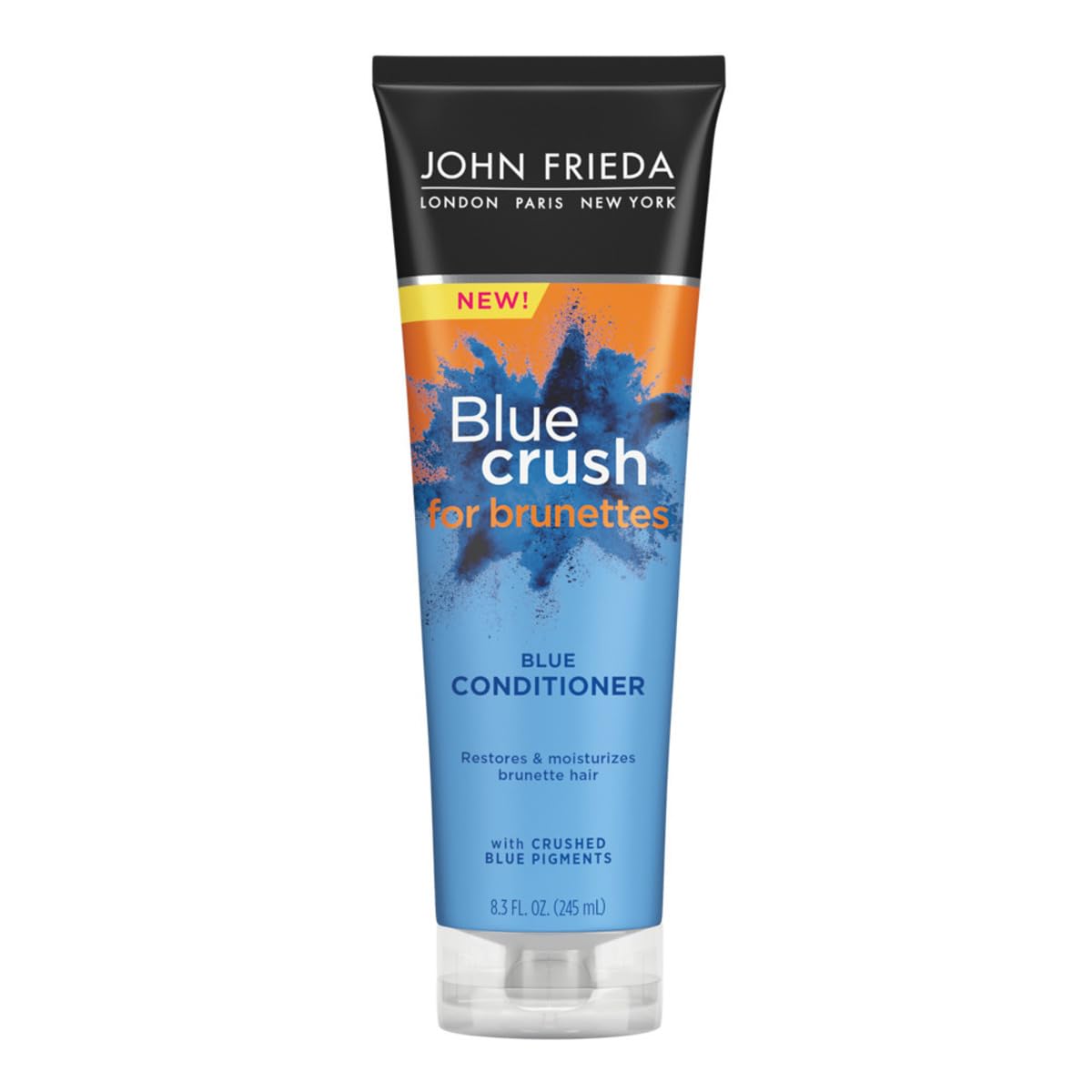 John Frieda Blue Crush Conditioner, Toning Conditioner for Brunette Hair, Nourishes Color-Treated and Natural Hair, Blue Pigments for Vibrant, Cool-Toned Brunette Hair by Reducing Orange Tones, 8.3 Oz