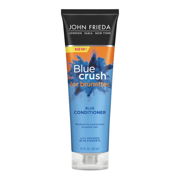 John Frieda Blue Crush Conditioner, Toning Conditioner for Brunette Hair, Nourishes Color-Treated and Natural Hair, Blue Pigments for Vibrant, Cool-Toned Brunette Hair by Reducing Orange Tones, 8.3 Oz