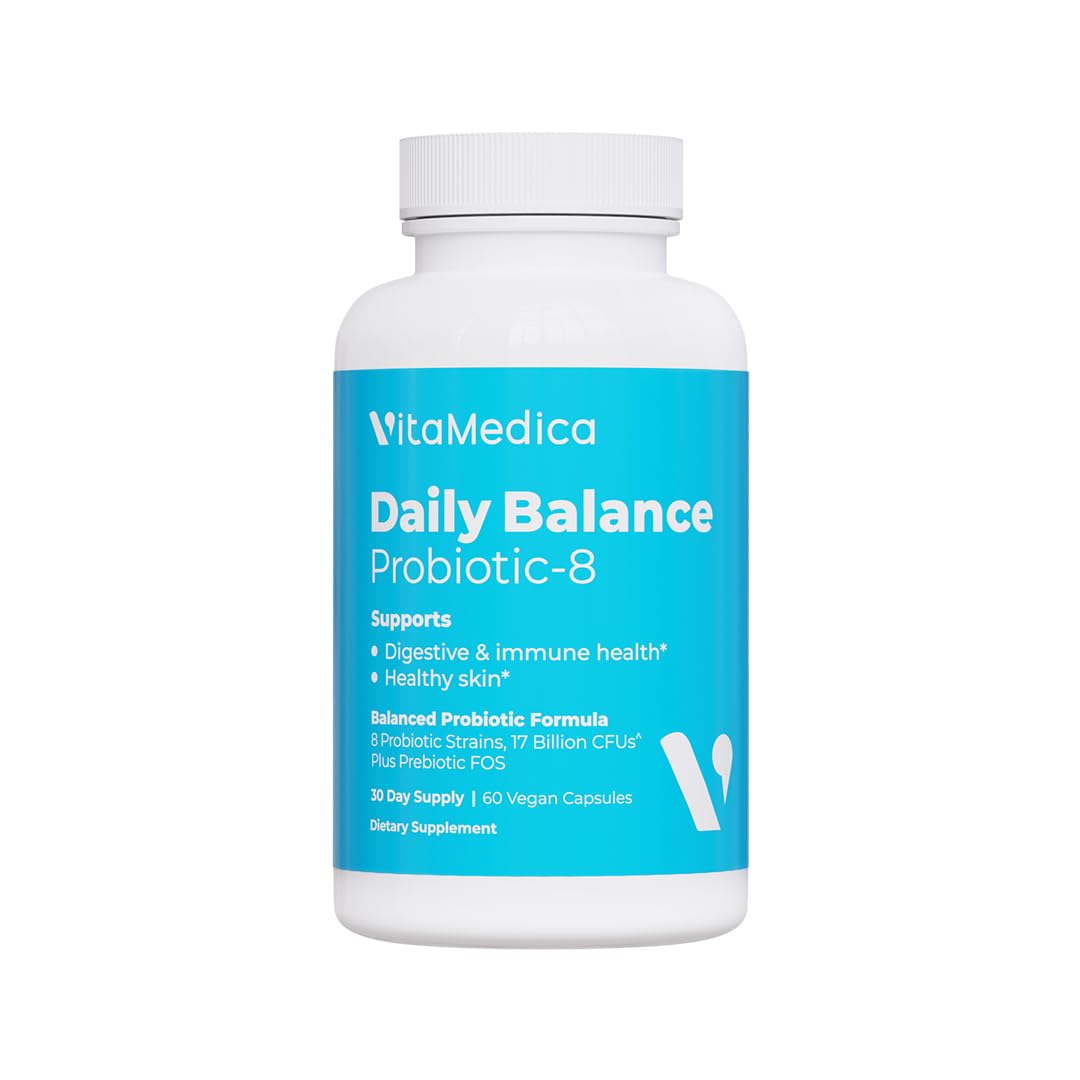 VitaMedica | Daily Balance Probiotic-8 | Probiotic Supplement | 16 Billion CFUs | Gut Health | Digestive, Skin, & Immune Support | Constipation, Diarrhea, Gas & Bloating Relief | Vegan | 60 Count