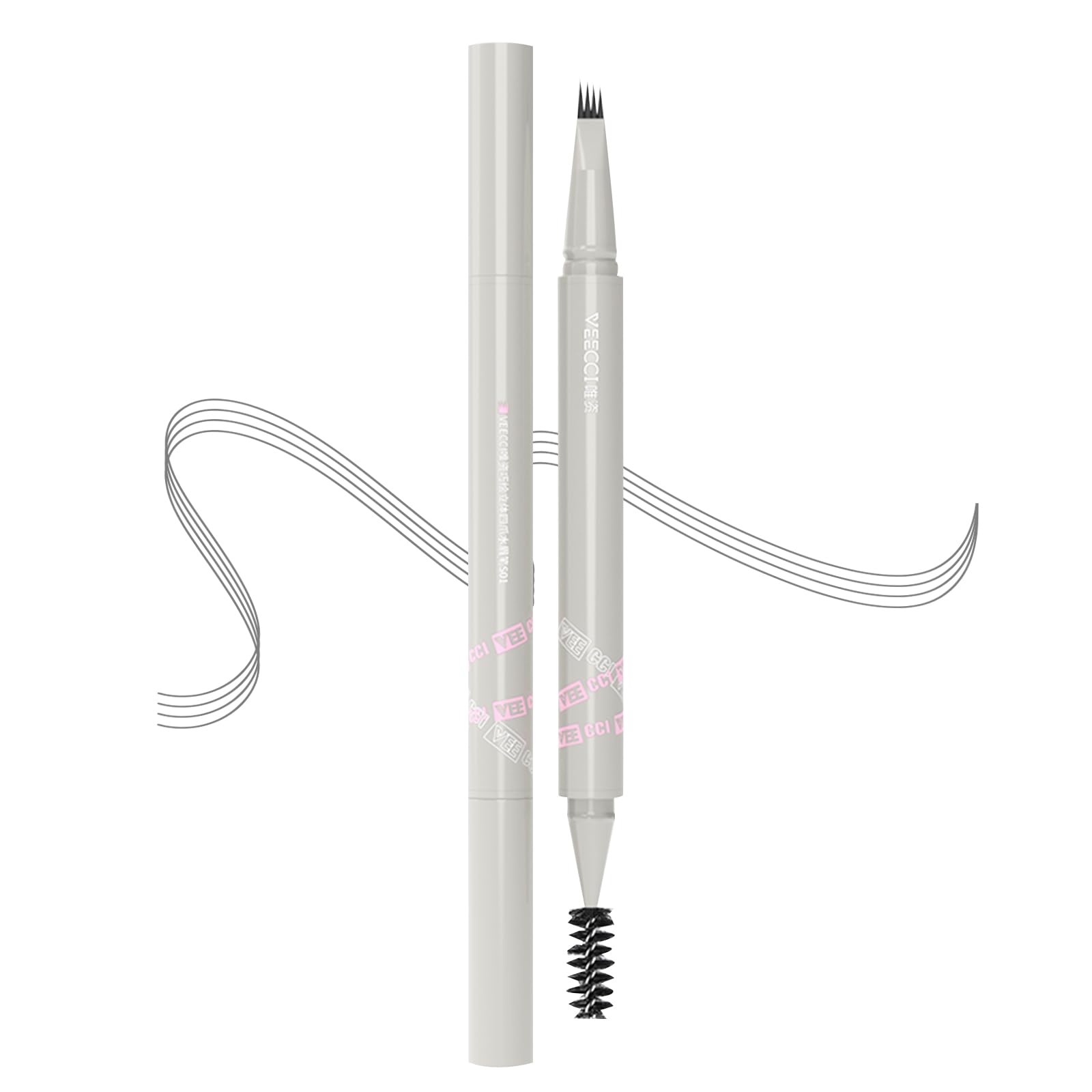 VEECCI Liquid Eyebrow Pen - Microfilling Eyebrow Pencil with Brush,Waterproof and Long-lasting Microblading Eyebrow Pencils for Women,Micro-Fork Tip Creates Natural Hair Like Strokes (Dark Grey)