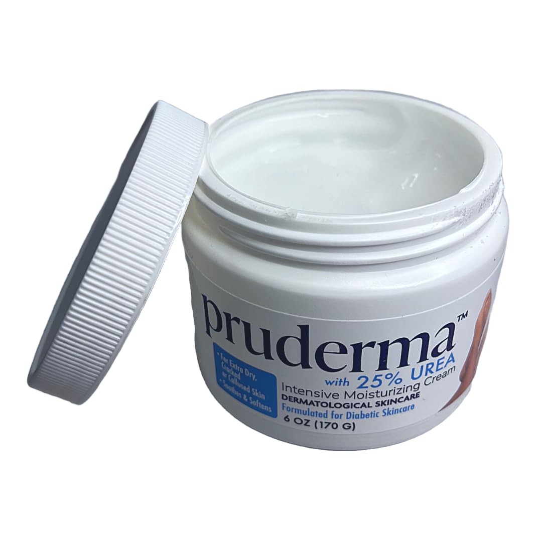 pruderma Urea 25% Healing Cream 6 oz - Moisturizes and Rehydrates Hands, Feet and Knees to a Healthy Appearance - Soothes and Softens Thick, Cracked, Rough Dead Callused and Dry Skin.