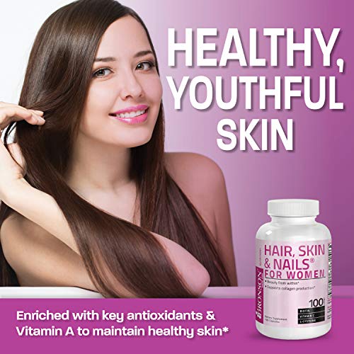 Bronson Hair, Skin & Nails with Biotin Extra Strength Vitamin Supplement for Women, 100 Capsules