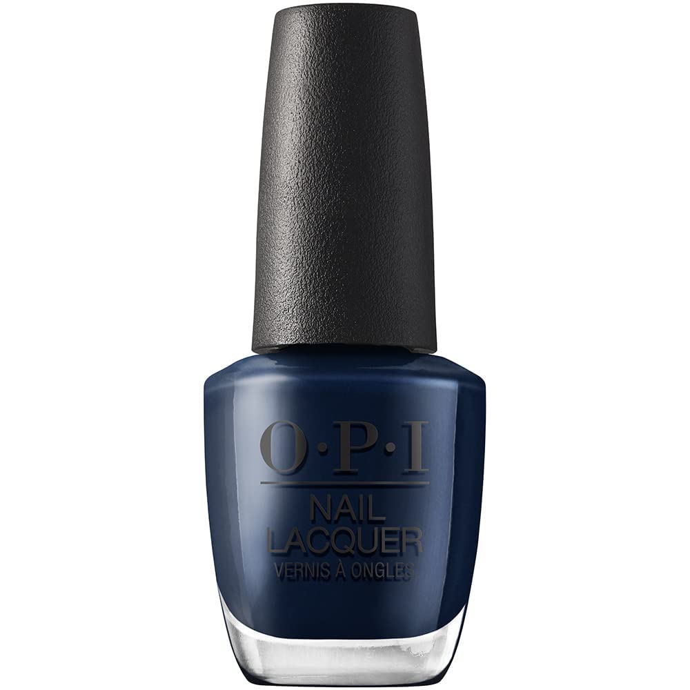 OPI Nail Lacquer Midnight Mantra | Opaque Dark Blue Crème Chip Resistant Nail Polish | Vegan, Fast Drying, Streak Free