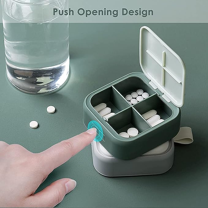 LONG GLACIER Trunature Healthy Skin Verisol Collagen, 240 Capsules Bundle Pill Oragnizer, Small Cute Pill Container for Medicine, Vitamins, Green