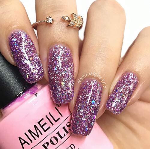 AIMEILI Shellac Soak Off UV LED Gel Nail Polish - Princess (049) Glitter 10ml