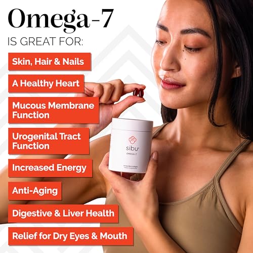 sibu Omega-7 Softgels, Premium Organic Himalayan Sea Buckthorn Oil (60ct, 30 Day Supply) – Supplement for Healthy Skin, Hair, Nails and Dryness