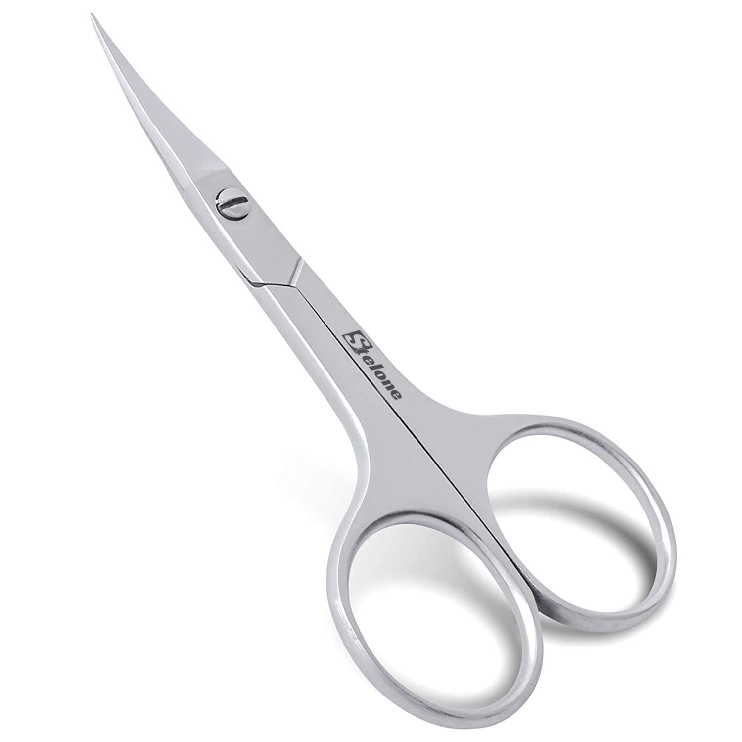 Stelone Multi-Purpose Cuticle Scissors Stainless Steel Curved Blade Little Manicure Scissors - Eyebrow Scissors for Women, Cosmetic & Brow Scissors for Facial Hair & Eyelash Trimming