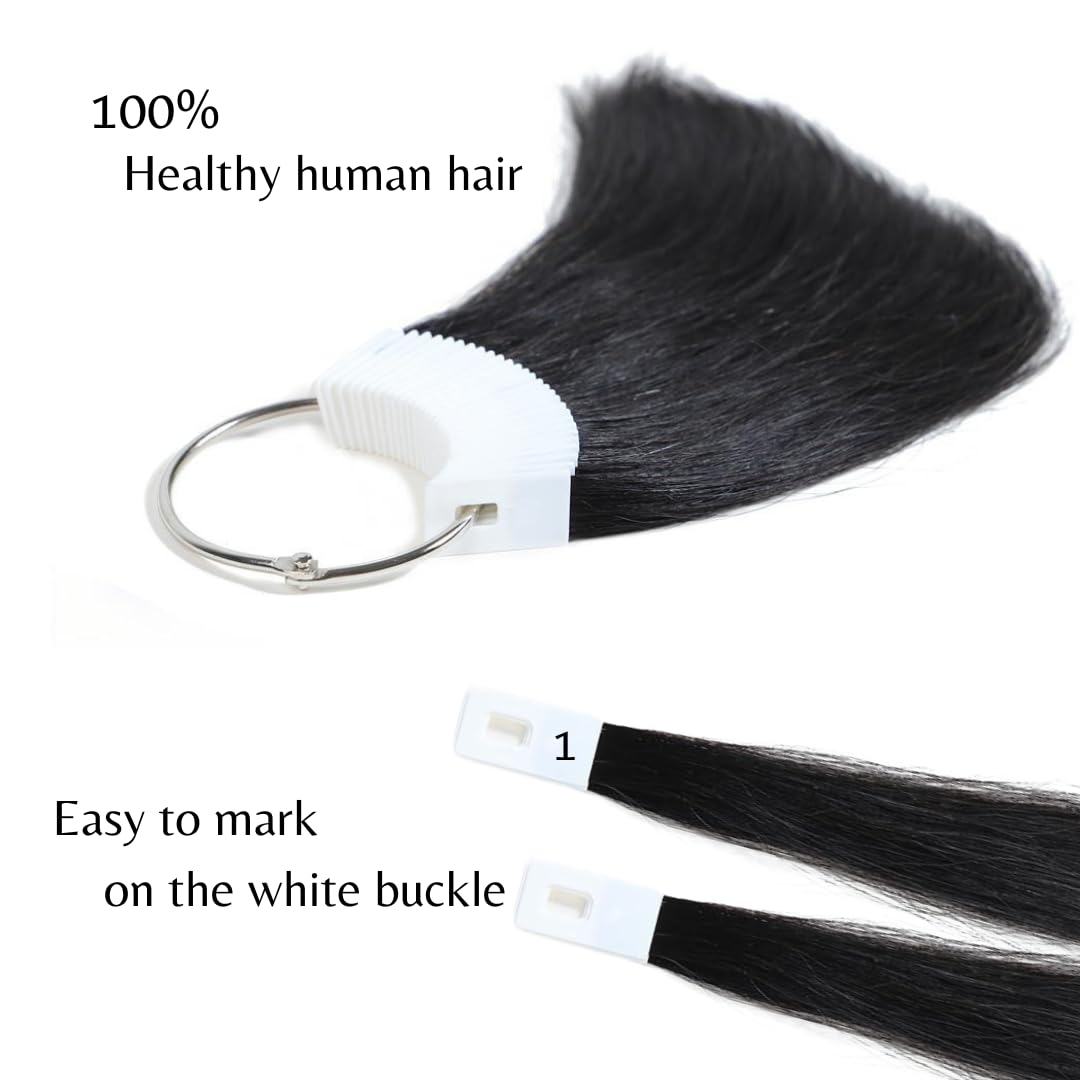 8'', Natural Black: Rinboool 100% Remy Human Hair Color Rings Swatches Testing Color Samples 8 Inch Hair Color Chart 30Pcs/Package Natural Black