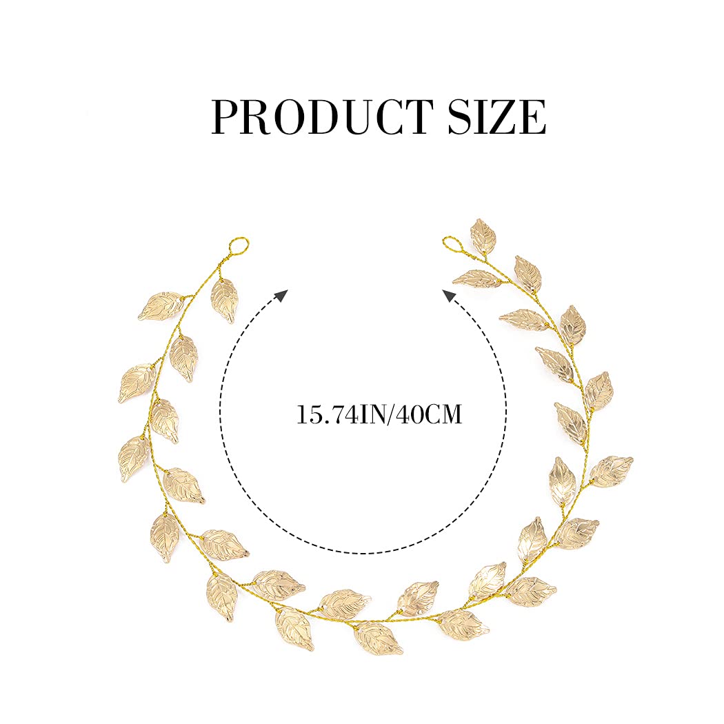 Bridalvenus Wedding Headband, Gold Leaf Bridal Headpieces For Bridesmaid And Flowergirls (15.7 Inches)