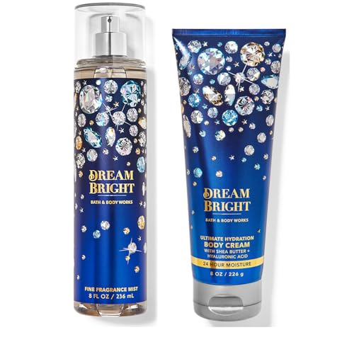 Bath and Body Works Ultimate Hydration Body Cream And Bpdy Spray Mist Fragrance Gift Sets (Dream Bright)