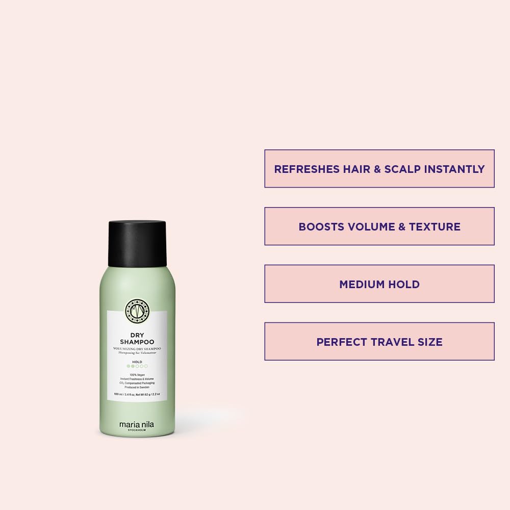 Maria Nila Dry Shampoo, 91 ml / 2.4 oz, Freshens up Greasy Hair, Adds Volume to Fine Hair, 100% Vegan & Sulfate/Paraben free
