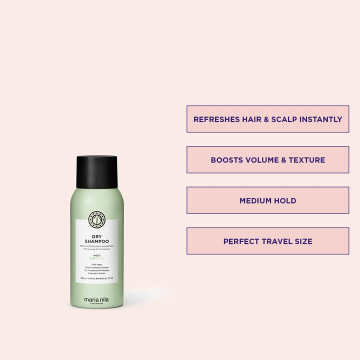 Maria Nila Dry Shampoo, 91 ml / 2.4 oz, Freshens up Greasy Hair, Adds Volume to Fine Hair, 100% Vegan & Sulfate/Paraben free