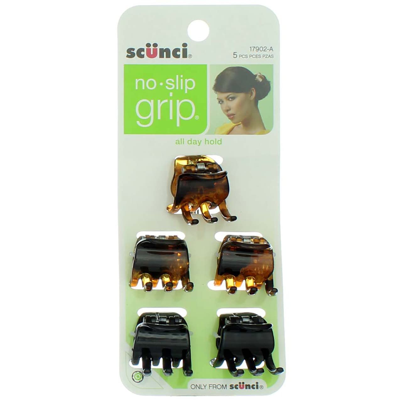 Scunci No-slip Grip Chunky Jaw Clips,5 Count by Scunci