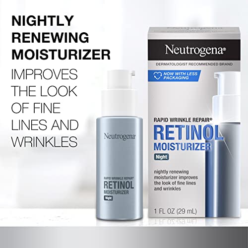 Neutrogena Rapid Wrinkle Repair Retinol Face Moisturizer Night Cream, Anti-Aging Face Cream with Retinol & Hyaluronic Acid, 1 fl. oz + Trial Size Hydro Boost Facial Cleanser, 0.5 fl. oz