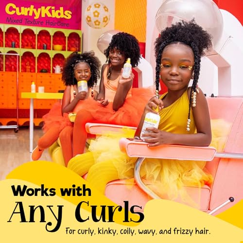 CurlyKids Super Detangle Kids Shampoo & Conditioner Set, Frizz-Free Care for Curly, Kinky, Wavy, and Frizzy Hair - Sulfate & Paraben-Free Hair Care