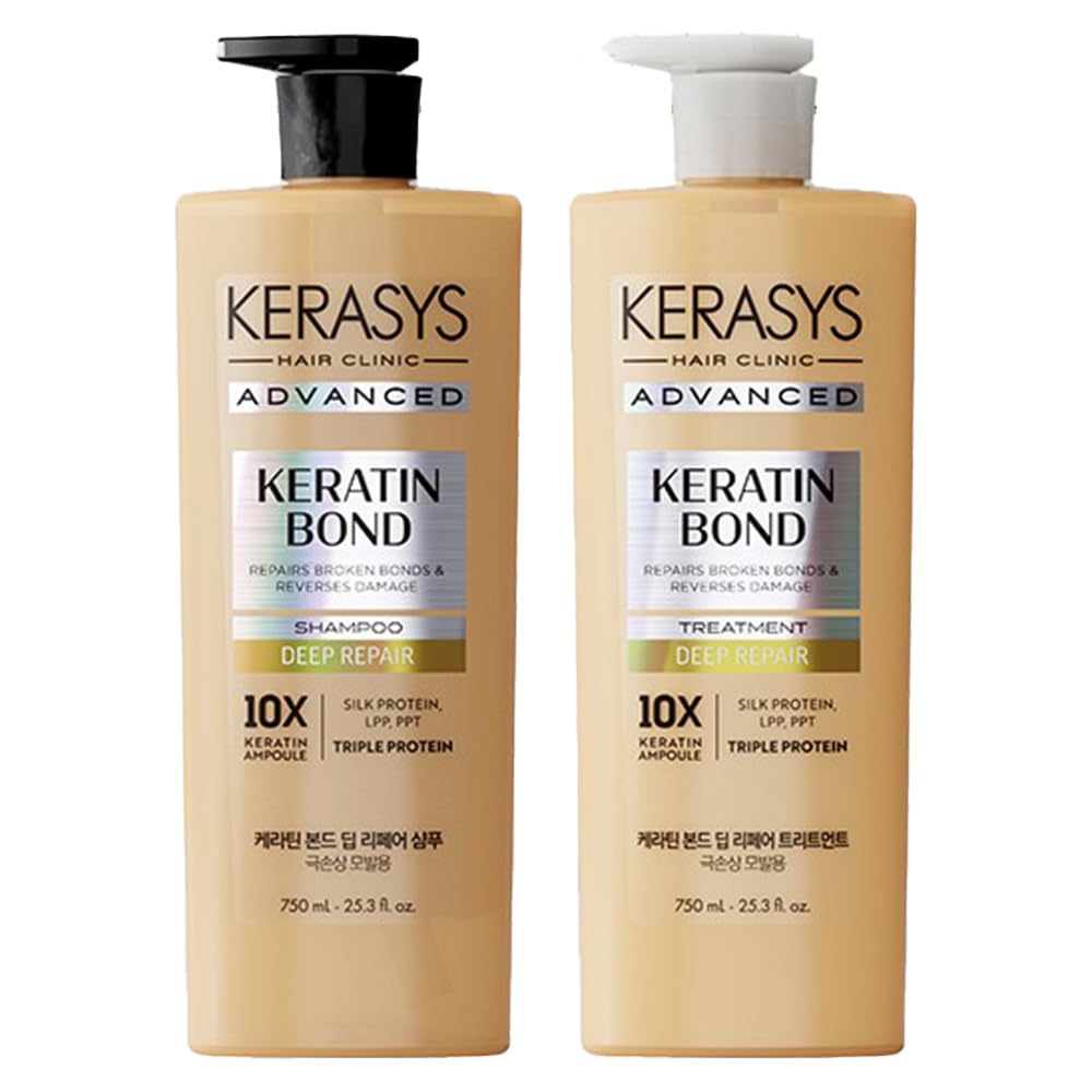 Kerasys Advanced Keratin Bond Shampoo and Treatment Set 20.2 fl oz / 600 ml (Deep Repair)