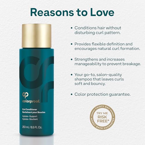 Colorproof Curl Conditioner for Women 8.5 Fl. Oz. Sulfate Free Conditioner for Curly Hair that Nourishes, Smooths, and Strengthens for Vibrant Curls and Waves, White Tea Scent