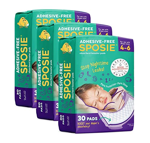 Sposie Overnight Diaper Booster Pads, 90 ct, No Adhesive for Easy Repositioning, Helps Stops Nighttime Leaks, Fits Diaper Sizes 4-6