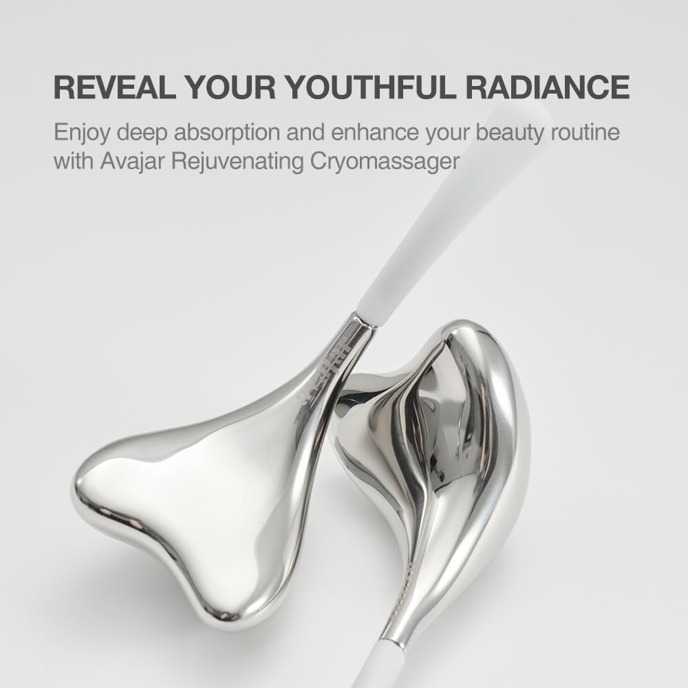 Avajar Cryostick - Korean Skin Care Products I Stainless Steel Gua Sha Facial Tools for Self Care I Double Chin Reducer I Face Massager I Face Slimmer l Facial Cooling Rollers l Puffiness & Lymphatic