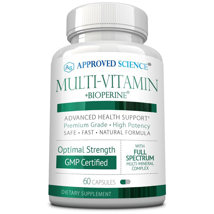 Approved Science Multi-Vitamin - with Full-Spectrum B-Vitamins, Green Tea, Lutein, Lycopene, Zeaxanthin, BioPerine - 60 Capsules - 1 Month Supply