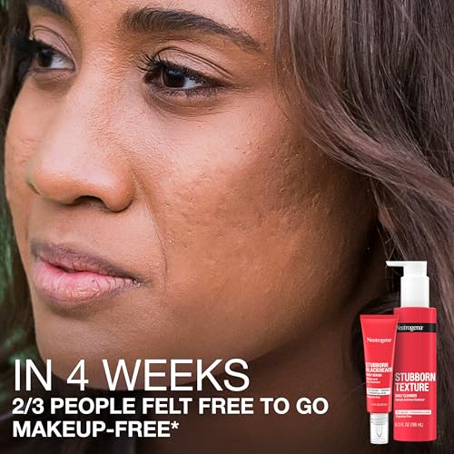 Neutrogena Stubborn Blackheads Daily Acne Facial Serum with Salicylic, Glycolic, Polyhydroxy & Mandelic Acids, Oil-Free Face Serum for Acne-Prone Skin to Help Clear Clogged Pores, 1 fl. oz