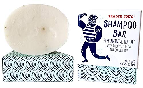 Trader Joe's Shampoo Bar Peppermint & Tea Tree with Coconut, Olive, and Jojoba Oils, 4 oz Bar