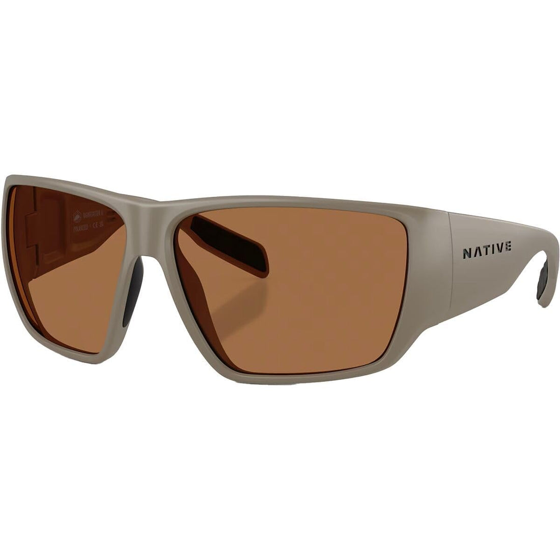 Native Eyewear Men's XD9047 Sightcaster II Rectangular Sunglasses, Matte Desert Tan/Brown Polarized, 64 mm