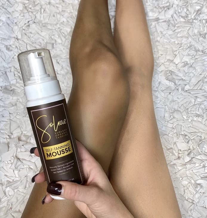 Solrae Sunless Organic Self Tanning Mousse 7 Ounce With Applicator Mitt