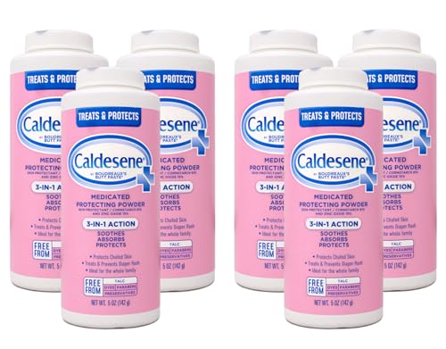 Caldesene Medicated Protecting Powder with Zinc Oxide & Cornstarch, 5 oz (Pack of 6)