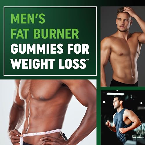 Men’s Fat Burner Gummies for Weight Loss | Green Tea, Green Coffee Bean, Garcinia Cambogia & Ketones | Belly Fat Burner for Men Weight Loss Gummies | Apple Flavored, Pectin-Based | 60 Gummies