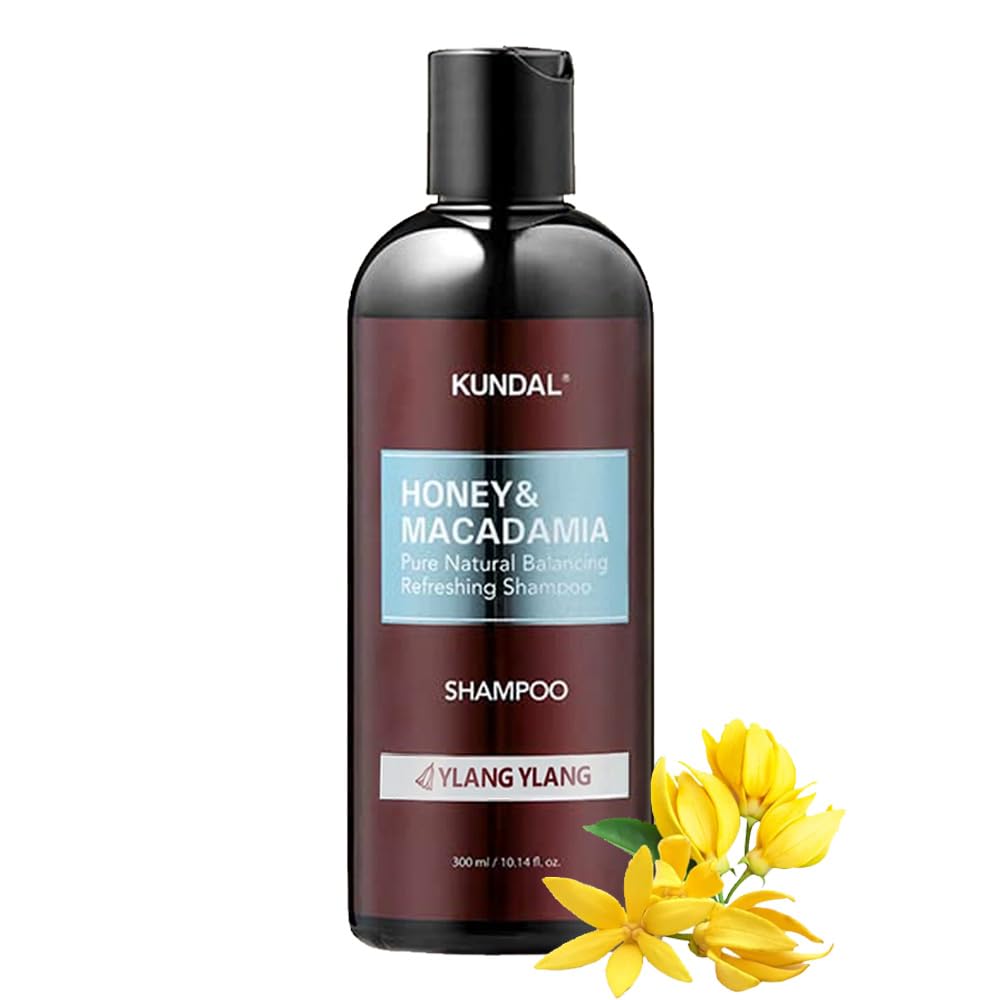KUNDAL Honey & Macadamia Shampoo [Ylang Ylang] Korean Perfume Shampoo Damage Repair Strengthen, Nourish dry, with Honey, Argan Oil, Macadamia Oil, Free Paraben & Sulfate 10.14 fl oz