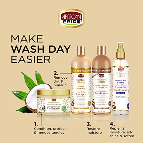 African Pride Moisture Miracle - For Natural Coils & Curls, Nourishes & Shines, Sulfate Free, Color Safe (Conditioner)