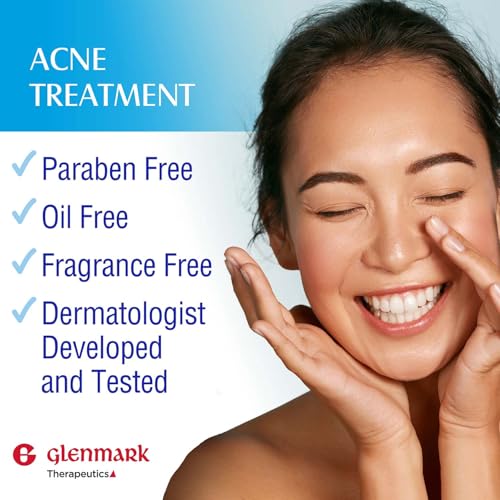 Glenmark Therapeutics Adapalene Gel 0.1% Acne Treatment, Paraben Free Topical Retinoid Cream For Face, Helps Clear and Prevent Acne and Clogged Pores, 15g Tube
