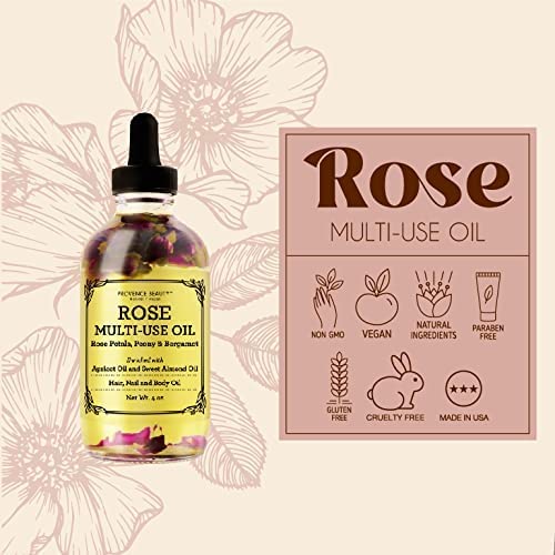 Provence Beauty Rose: Rose Multi-Use Oil For Face, Body & Hair - Hydrates Skin & Restores Hair'S Natural Shine - Rose Petals, Peony & Bergamot - Enric...