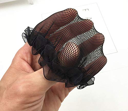 mollensiuer 8Pcs Reusable Bun Hair Nets Elastic Flower Edge Hairnet For Ballet Bun Cover Dance Skating Gymnastics Performance Dancers Hair Accessories, Black