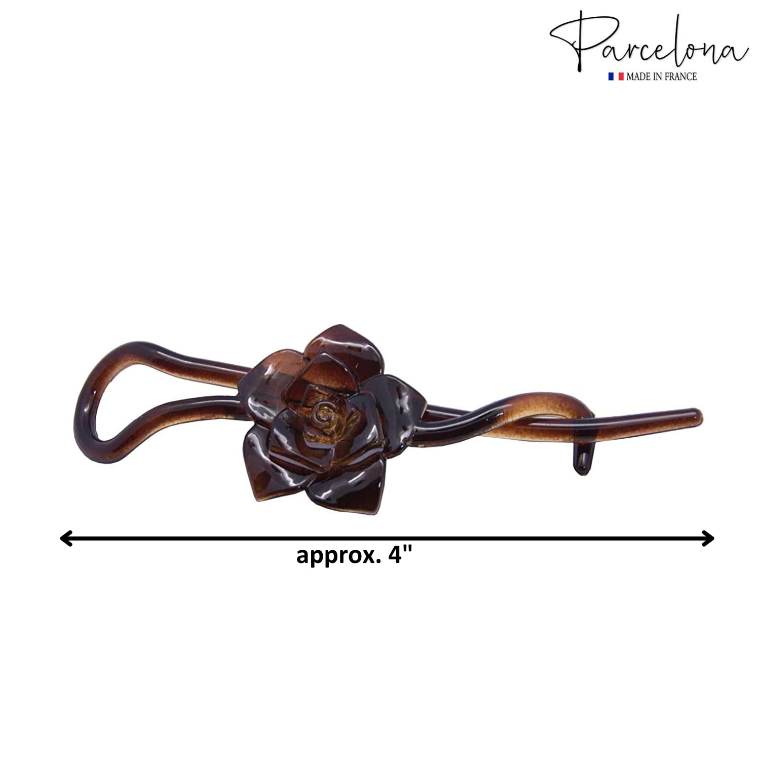 Parcelona French Rose Flower Twist N Clip Set of 2 Cellulose Acetate Shell Hair Clip Barrette