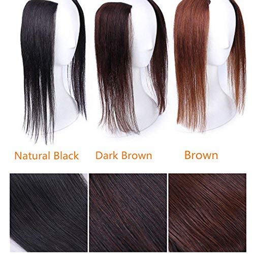 Aosome 2 Pieces Dark Brown Human Hair Clip in Hair Extensions 14inch, Straight Hairpiece about 25g/pc, total 50g: 14'', Dark Brown