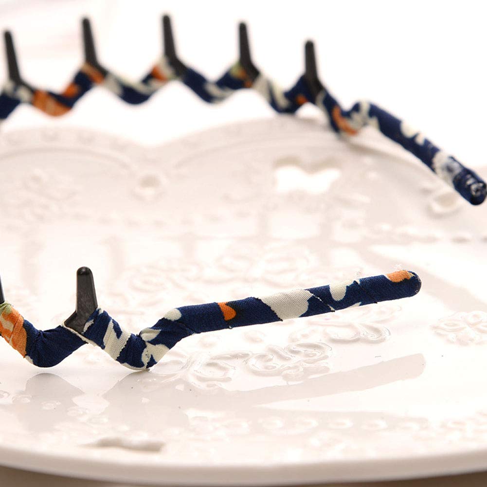 Numblartd 5 Pcs Leopard Print Wrapping Toothed Wavy Headband Zigzag Comb Hair Band - Women Fashion Hair Hoop Hairband Hair Accessory (Color Random)