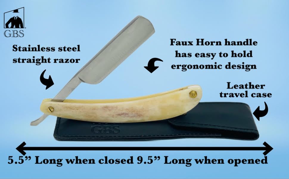 GBS Premium Classic Ivory Straight Razor Shaving Set - Shave Ready Straight Razor, Honing Sharpening.