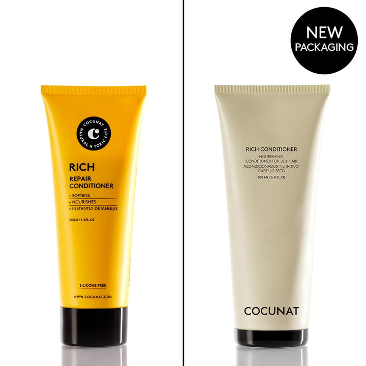 COCUNAT - Rich Conditioner - Dry, Damaged or Dyed Hair - Natural Nutrients - Split Ends - Frizz Free - Silicone Free - Moisturising - Curly Method Suitable - Instant Detangling - 200 ml