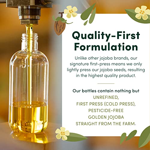 HobaCare 100% Pure, Unrefined Jojoba Oil for Skin & Nails - Moisturizing Body Oil & Face Moisturizer for Dry Skin - Natural Treatment for Hair & Beard Care (4.22 fl oz)