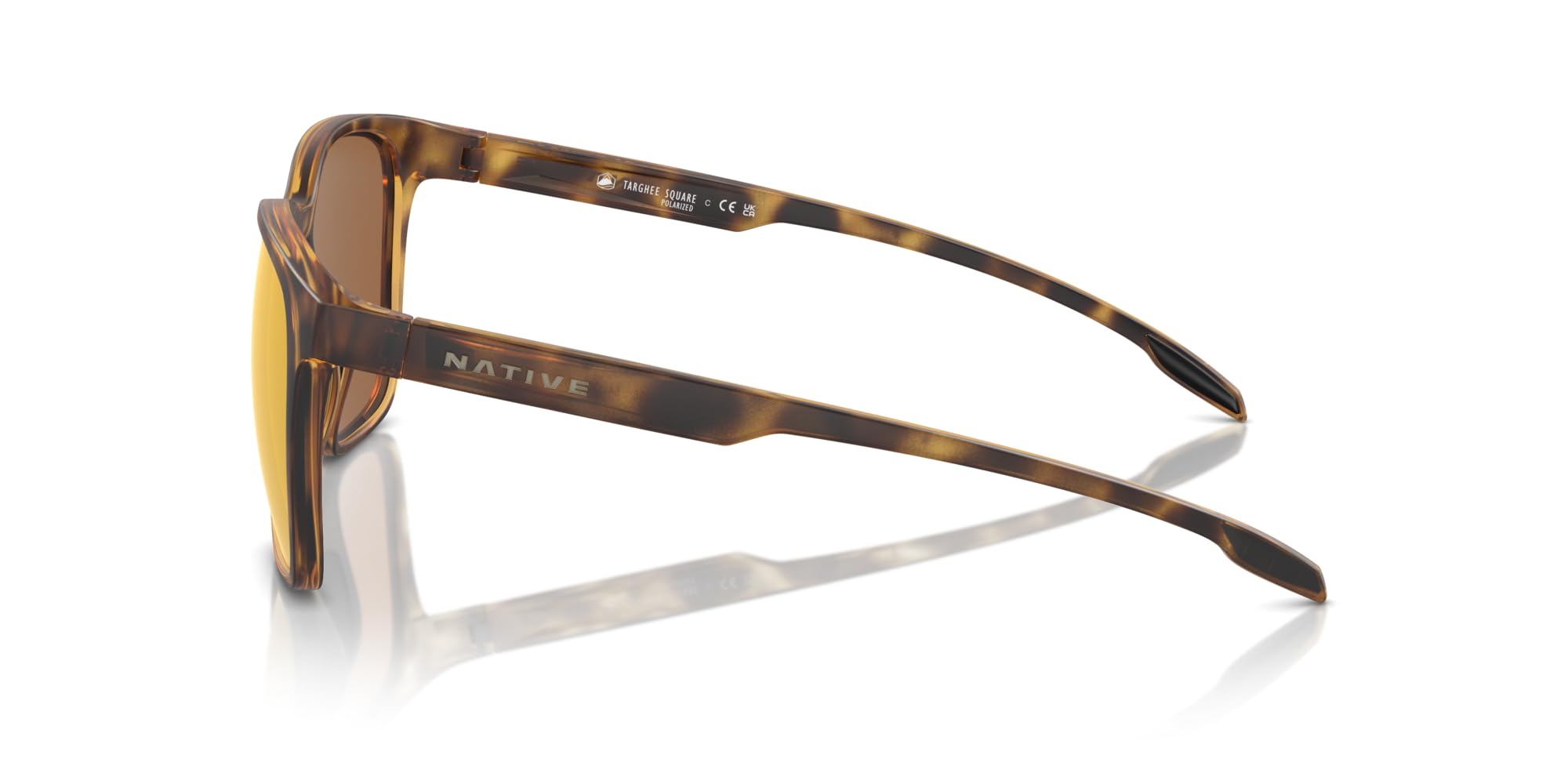 Native Eyewear Targhee Square Sunglasses, Matte Tortoise/Bronze Mirrored Polarized, 54 mm